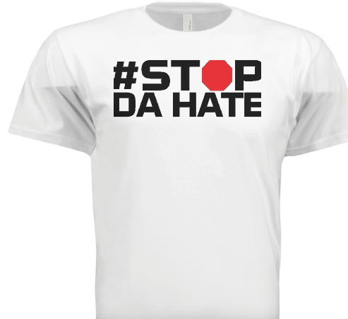 White stop hate men shirt